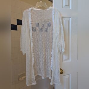 NWOT Sheer white lace Cardigan One Size